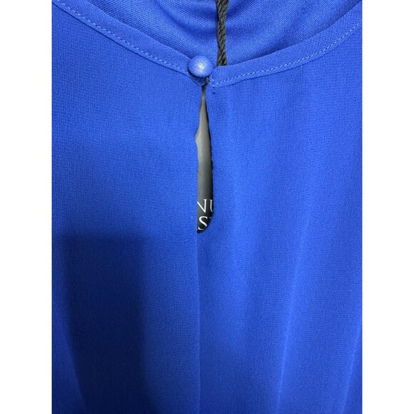 Pinup Fashion Size 24 Midi Cocktail Dress Blue Chiffon Keyhole Neck Flowy NWT - Picture 4 of 14